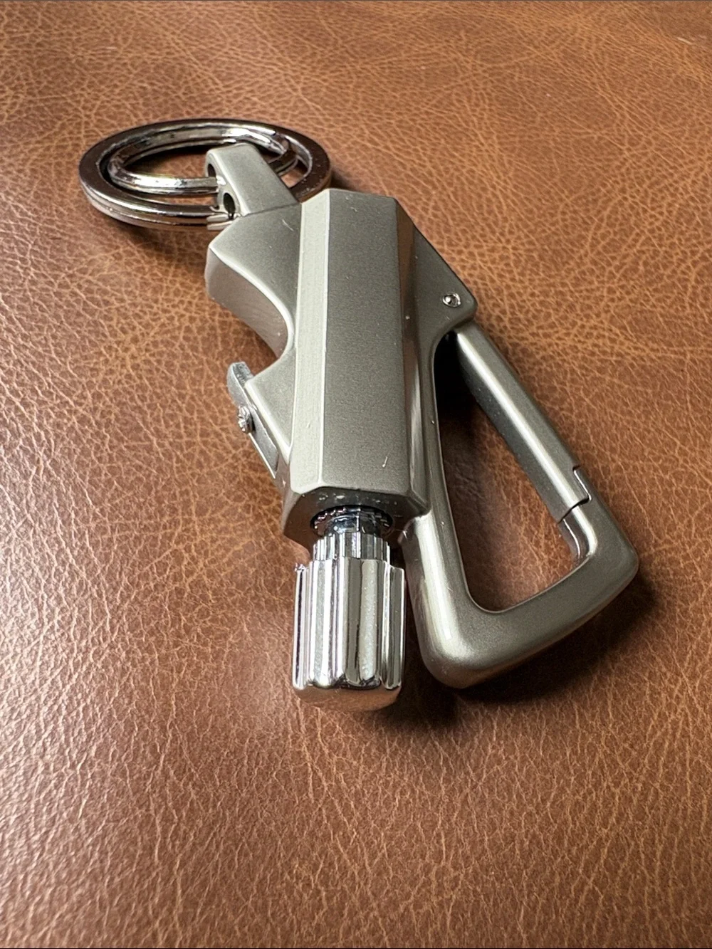 Silver Keychain with Bottle Opener and Matchstick